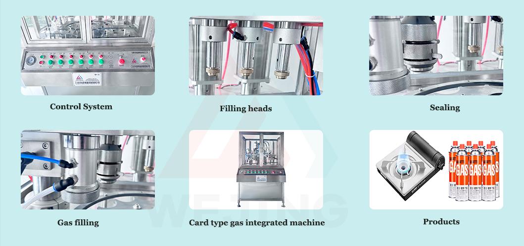 Machine de remplissage d'a&eacute;rosol de gaz &agrave; cartouche d&eacute;taill&eacute;e