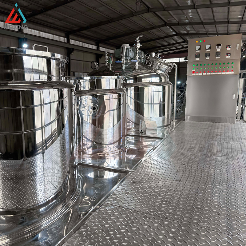 Bouilloire de mélange émulsifiante sous vide de 2000 l, avec réservoirs de phase eau et huile, pour la Production de crème, de lotion et de cosmétiques