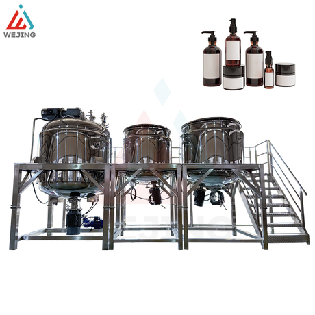 Bouilloire de mélange émulsifiante sous vide de 2000 l, avec réservoirs de phase eau et huile, pour la Production de crème, de lotion et de cosmétiques